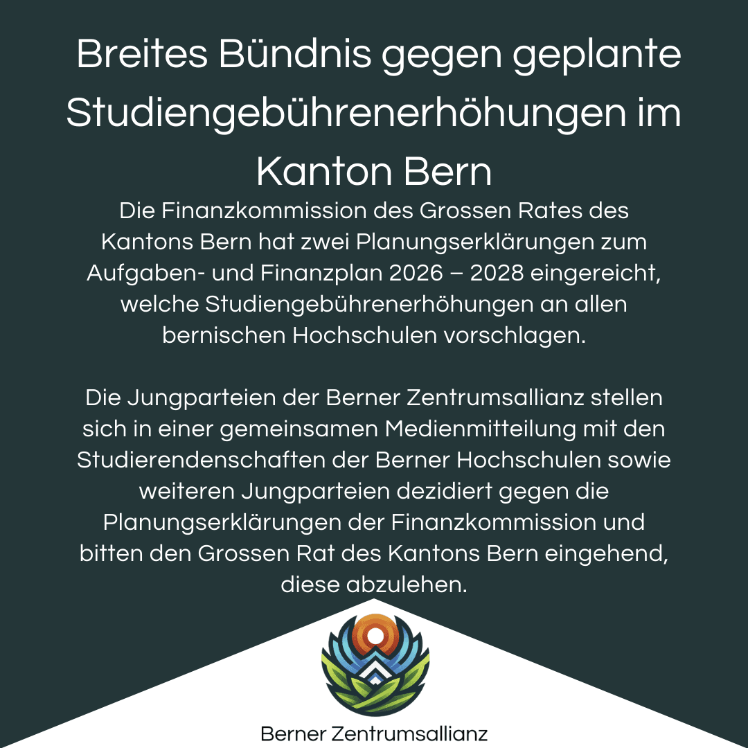  Breites Bündnis gegen geplante Studiengebührenerhöhungen im Kanton Bern