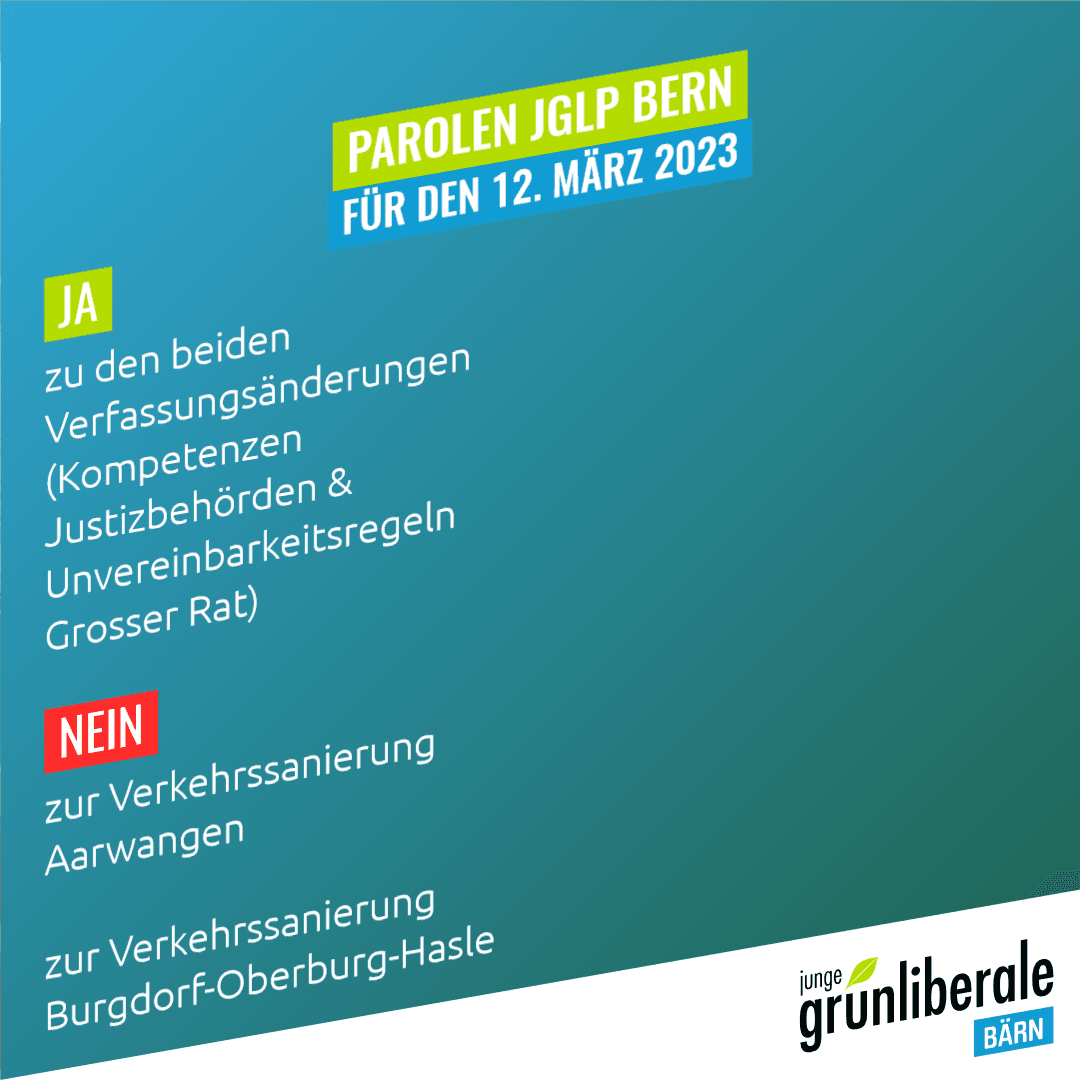 Junge Grünliberale Kanton Bern wählen 3 neue Vorstandsmitglieder und fassen Abstimmungsparolen