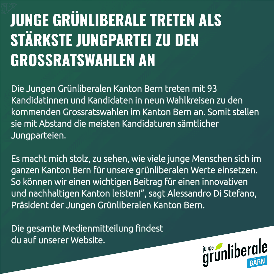 Junge Grünliberale treten als stärkste Jungpartei zu den Grossratswahlen an